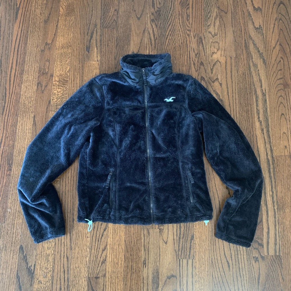 Good Condition Hollister Fleece Zip Up Sweater Women’s Medium Navy